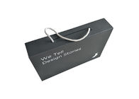 Black Paperboard Folding Packaging Boxes Logo Custom Dengan Tali Tarik Dilipat pemasok