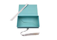 Teal Light Blue Paper Decorative Cardboard Storage Boxes Pita Lingkungan pemasok