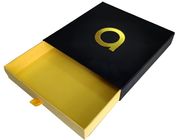 Black Paper Sliding Drawer Gift Box Foil Gold Timbul Logo Untuk Pakaian pemasok