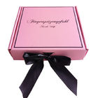 Pink Ribbon Closure Corrugated Gift Box Untuk Girls Dress / Ekstensi Rambut pemasok