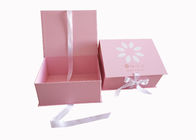 Pink Karton Kosmetik Kemasan Kotak Hadiah Lipat Ribbon Cover Untuk Perawatan Kulit pemasok
