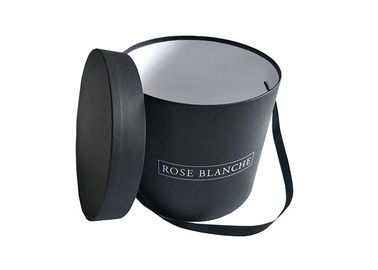 Black Pantone Color Round Flower Box, Kotak Hadiah Bulat Glossy Lamination Corses